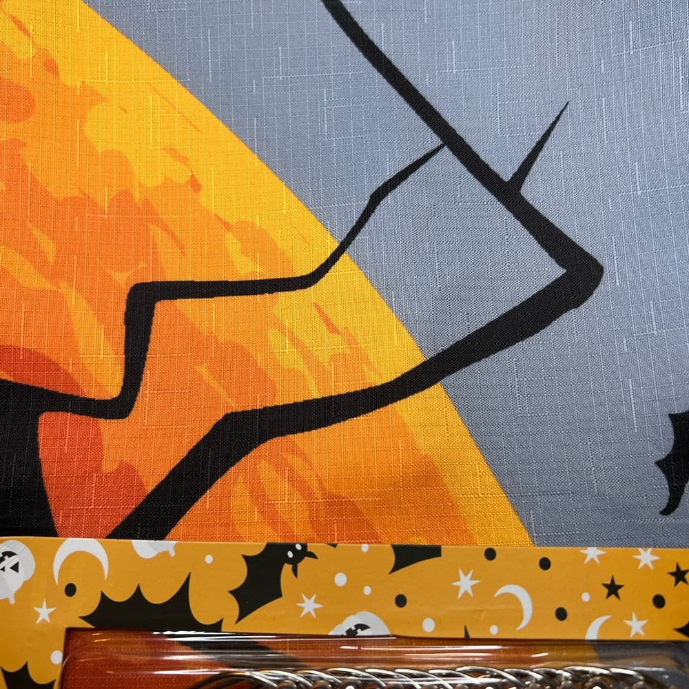 Halloween Harvest Moon Fabric Shower Curtain Metal Hooks Graveyard Ravens Bats - Picture 2 of 8